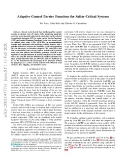 Adaptive Control Barrier Functions for Safety-Critical Systems