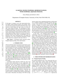 Learning spatio-temporal representations with temporal squeeze pooling