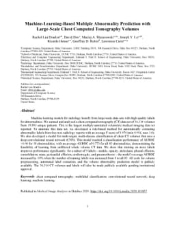 Machine-Learning-Based Multiple Abnormality Prediction with Large-Scale
  Chest Computed Tomography Volumes