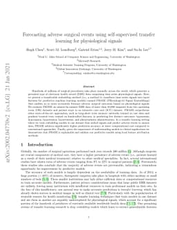 Forecasting adverse surgical events using self-supervised transfer
  learning for physiological signals