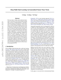 Deep Multi-Task Learning via Generalized Tensor Trace Norm