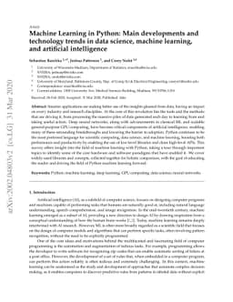 Machine Learning in Python: Main developments and technology trends in
  data science, machine learning, and artificial intelligence