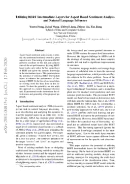 Utilizing BERT Intermediate Layers for Aspect Based Sentiment Analysis
  and Natural Language Inference