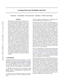 Learning Flat Latent Manifolds with VAEs