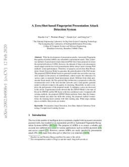 A Zero-Shot based Fingerprint Presentation Attack Detection System