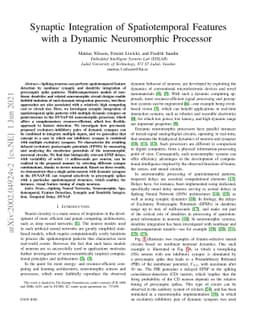 Synaptic Integration of Spatiotemporal Features with a Dynamic
  Neuromorphic Processor