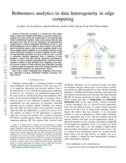 Robustness analytics to data heterogeneity in edge computing