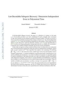 List-Decodable Subspace Recovery: Dimension Independent Error in
  Polynomial Time