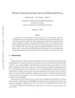 Wireless Federated Learning with Local Differential Privacy