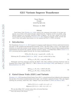 GLU Variants Improve Transformer