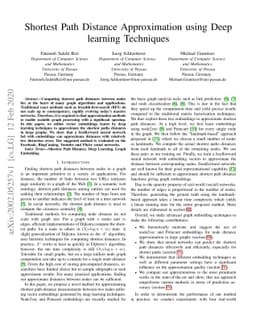 Shortest path distance approximation using deep learning techniques