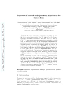 Improved Classical and Quantum Algorithms for Subset-Sum