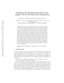 Exploiting the Matching Information in the Support Set for Few Shot
  Event Classification