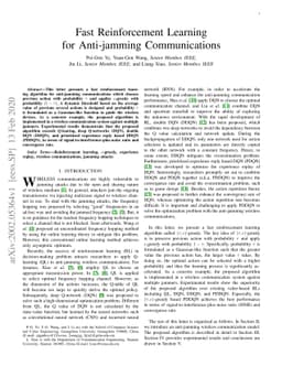 Fast Reinforcement Learning for Anti-jamming Communications
