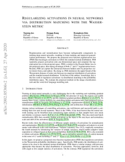 Regularizing activations in neural networks via distribution matching
  with the Wasserstein metric