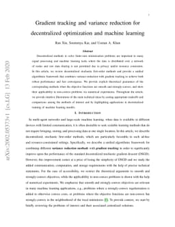 Gradient tracking and variance reduction for decentralized optimization
  and machine learning