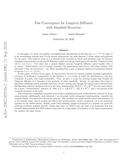 Fast Convergence for Langevin Diffusion with Manifold Structure