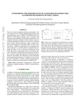Summarizing the performances of a background subtraction algorithm
  measured on several videos