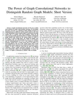 The Power of Graph Convolutional Networks to Distinguish Random Graph
  Models: Short Version
