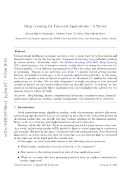 Deep Learning for Financial Applications : A Survey