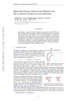 RNA Secondary Structure Prediction By Learning Unrolled Algorithms