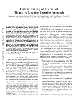 Optimal Pricing of Internet of Things: A Machine Learning Approach