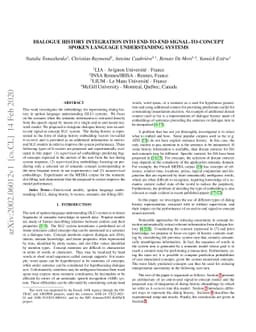 Dialogue history integration into end-to-end signal-to-concept spoken
  language understanding systems