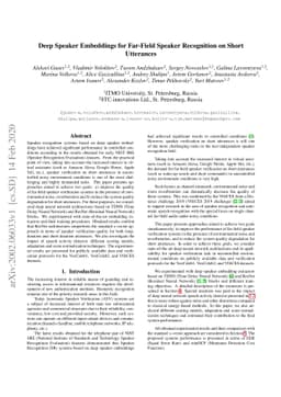 Deep Speaker Embeddings for Far-Field Speaker Recognition on Short
  Utterances