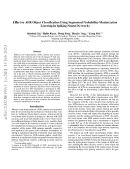 Effective AER Object Classification Using Segmented
  Probability-Maximization Learning in Spiking Neural Networks