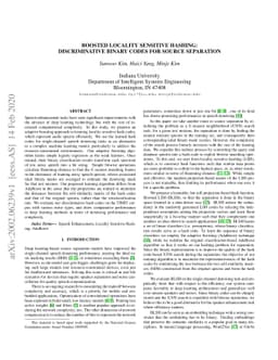 Boosted Locality Sensitive Hashing: Discriminative Binary Codes for
  Source Separation