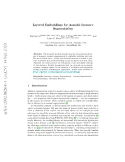Layered Embeddings for Amodal Instance Segmentation