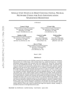 Single Unit Status in Deep Convolutional Neural Network Codes for Face
  Identification: Sparseness Redefined