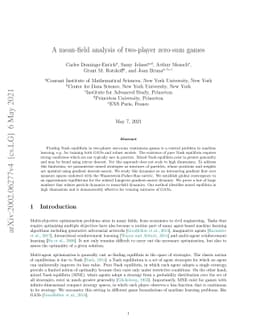 A mean-field analysis of two-player zero-sum games