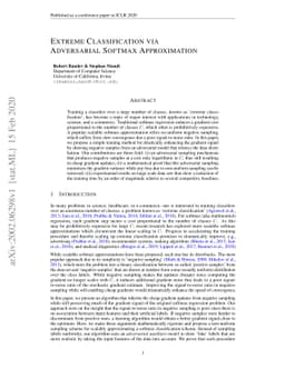 Extreme Classification via Adversarial Softmax Approximation