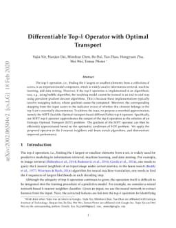 Differentiable Top-k Operator with Optimal Transport