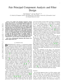 Fair Principal Component Analysis and Filter Design