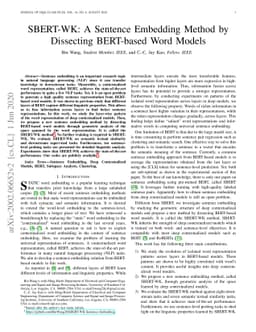 SBERT-WK: A Sentence Embedding Method by Dissecting BERT-based Word
  Models