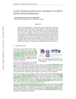 Latent Normalizing Flows for Many-to-Many Cross-Domain Mappings