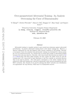 Over-parameterized Adversarial Training: An Analysis Overcoming the
  Curse of Dimensionality