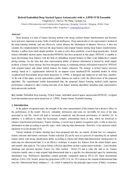 Hybrid Embedded Deep Stacked Sparse Autoencoder with w_LPPD SVM Ensemble