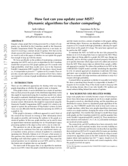 How fast can you update your MST? (Dynamic algorithms for cluster
  computing)