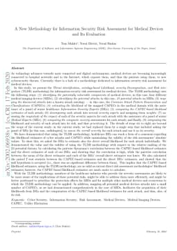 A New Methodology for Information Security Risk Assessment for Medical
  Devices and Its Evaluation