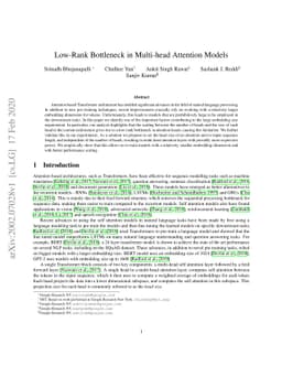 Low-Rank Bottleneck in Multi-head Attention Models