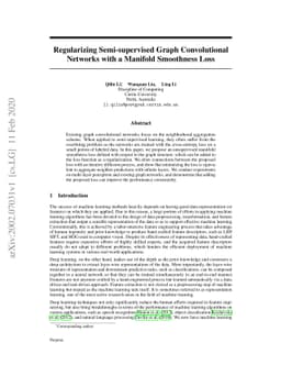 Regularizing Semi-supervised Graph Convolutional Networks with a
  Manifold Smoothness Loss