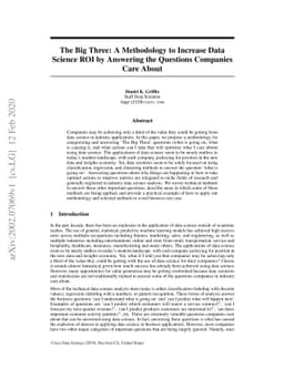 The Big Three: A Methodology to Increase Data Science ROI by Answering
  the Questions Companies Care About