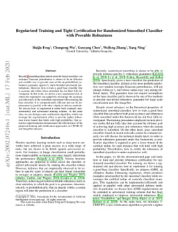 Regularized Training and Tight Certification for Randomized Smoothed
  Classifier with Provable Robustness