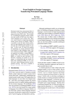 From English To Foreign Languages: Transferring Pre-trained Language
  Models