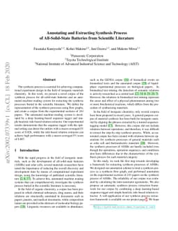 Annotating and Extracting Synthesis Process of All-Solid-State Batteries
  from Scientific Literature