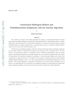 Constrained Multiagent Rollout and Multidimensional Assignment with the
  Auction Algorithm