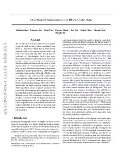 Distributed Optimization over Block-Cyclic Data